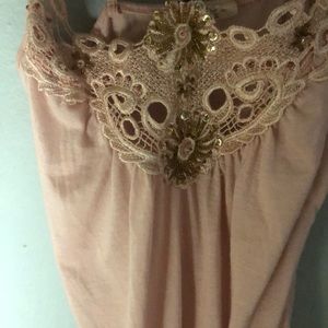 Pink embroidered tank top